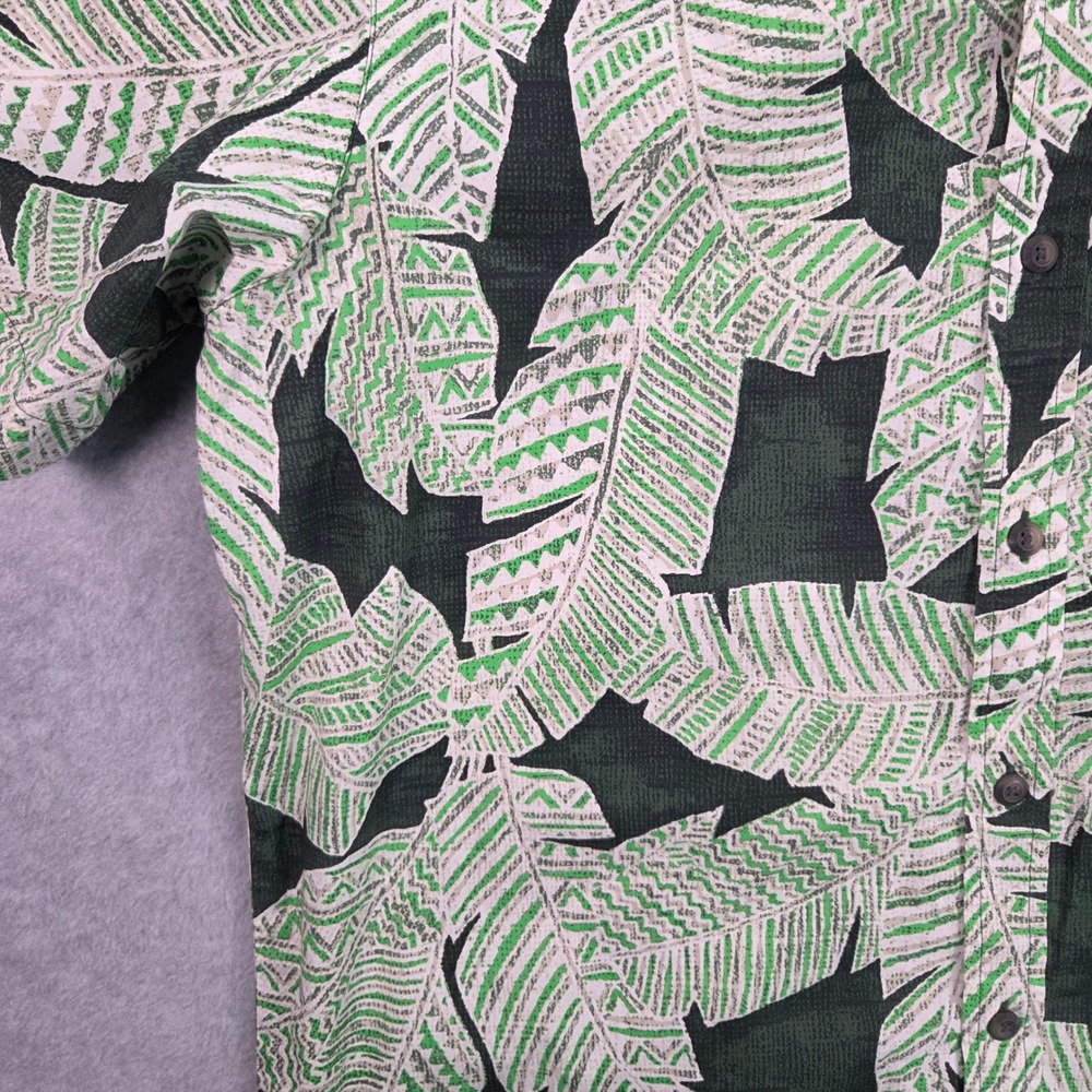 Columbia Button Down Shirt Mens Large Green Tropical Leaf Print Short Sleeve - Picture 4 of 9